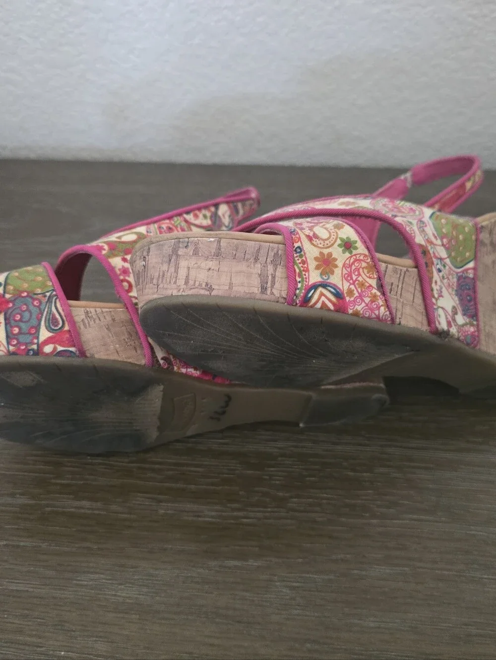 Pink Multicolor Paisley Wedge Sandals
